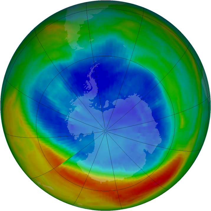 Antarctic ozone map for 04 September 1991